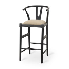 Trixie Black/Dark Taupe Wood Frame Bar Stool - Ornate Home
