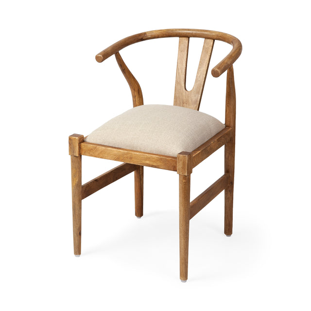 Trixie Cream/Brown Curved Back Dining Arm Chair - Ornate Home