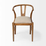 Trixie Cream/Brown Curved Back Dining Arm Chair - Ornate Home
