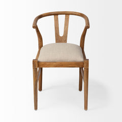 Trixie Cream/Brown Curved Back Dining Arm Chair - Ornate Home