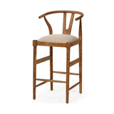 Trixie Cream/Brown Upholstered Seat Wood Frame Bar Stool - Ornate Home