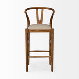 Trixie Cream/Brown Upholstered Seat Wood Frame Bar Stool - Ornate Home