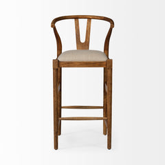 Trixie Cream/Brown Upholstered Seat Wood Frame Bar Stool - Ornate Home