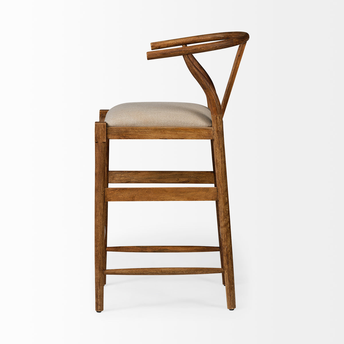 Trixie Cream/Brown Upholstered Seat Wood Frame Bar Stool - Ornate Home