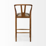 Trixie Cream/Brown Upholstered Seat Wood Frame Bar Stool - Ornate Home