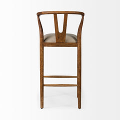 Trixie Cream/Brown Upholstered Seat Wood Frame Bar Stool - Ornate Home