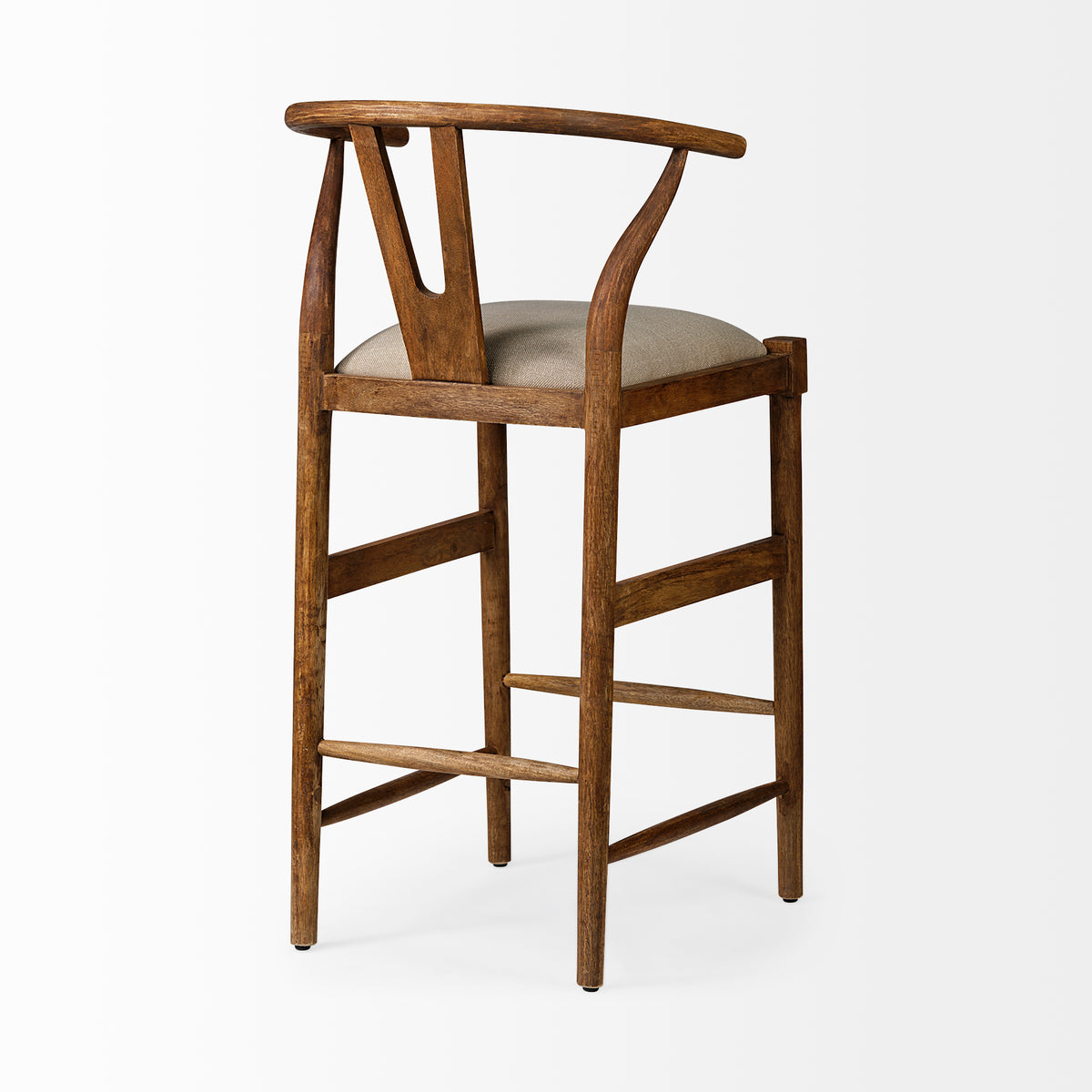 Trixie Cream/Brown Upholstered Seat Wood Frame Bar Stool - Ornate Home