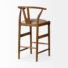 Trixie Cream/Brown Upholstered Seat Wood Frame Bar Stool - Ornate Home