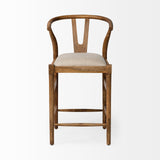 Trixie Cream/Brown Upholstered Seat Wood Frame Counter Stool - Ornate Home