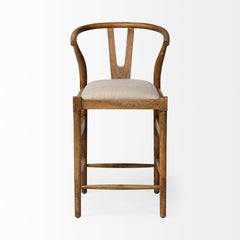 Trixie Cream/Brown Upholstered Seat Wood Frame Counter Stool - Ornate Home