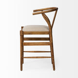 Trixie Cream/Brown Upholstered Seat Wood Frame Counter Stool - Ornate Home