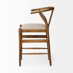 Trixie Cream/Brown Upholstered Seat Wood Frame Counter Stool - Ornate Home