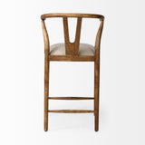 Trixie Cream/Brown Upholstered Seat Wood Frame Counter Stool - Ornate Home