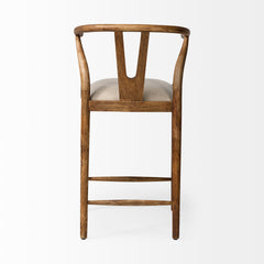 Trixie Cream/Brown Upholstered Seat Wood Frame Counter Stool - Ornate Home