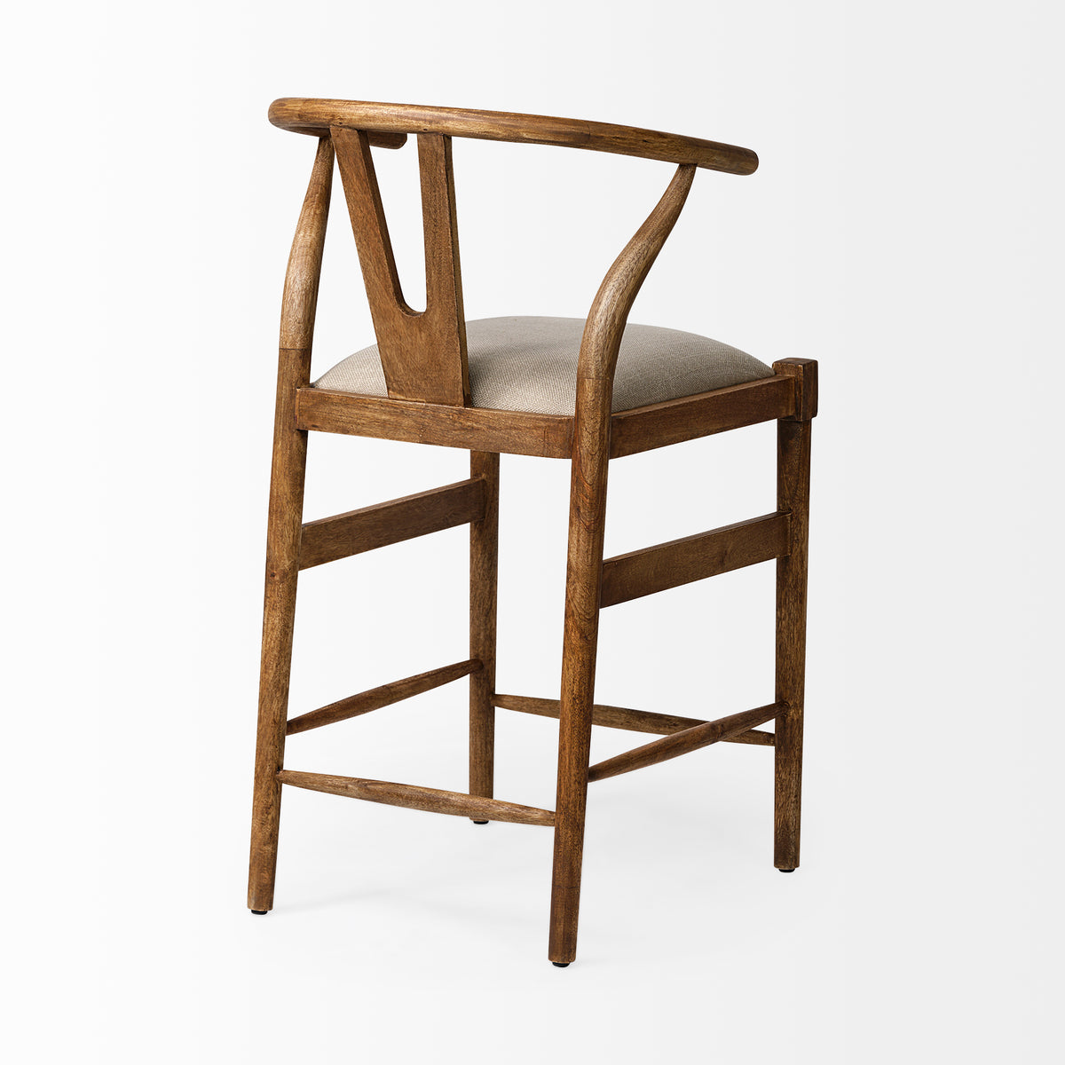 Trixie Cream/Brown Upholstered Seat Wood Frame Counter Stool - Ornate Home