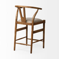Trixie Cream/Brown Upholstered Seat Wood Frame Counter Stool - Ornate Home
