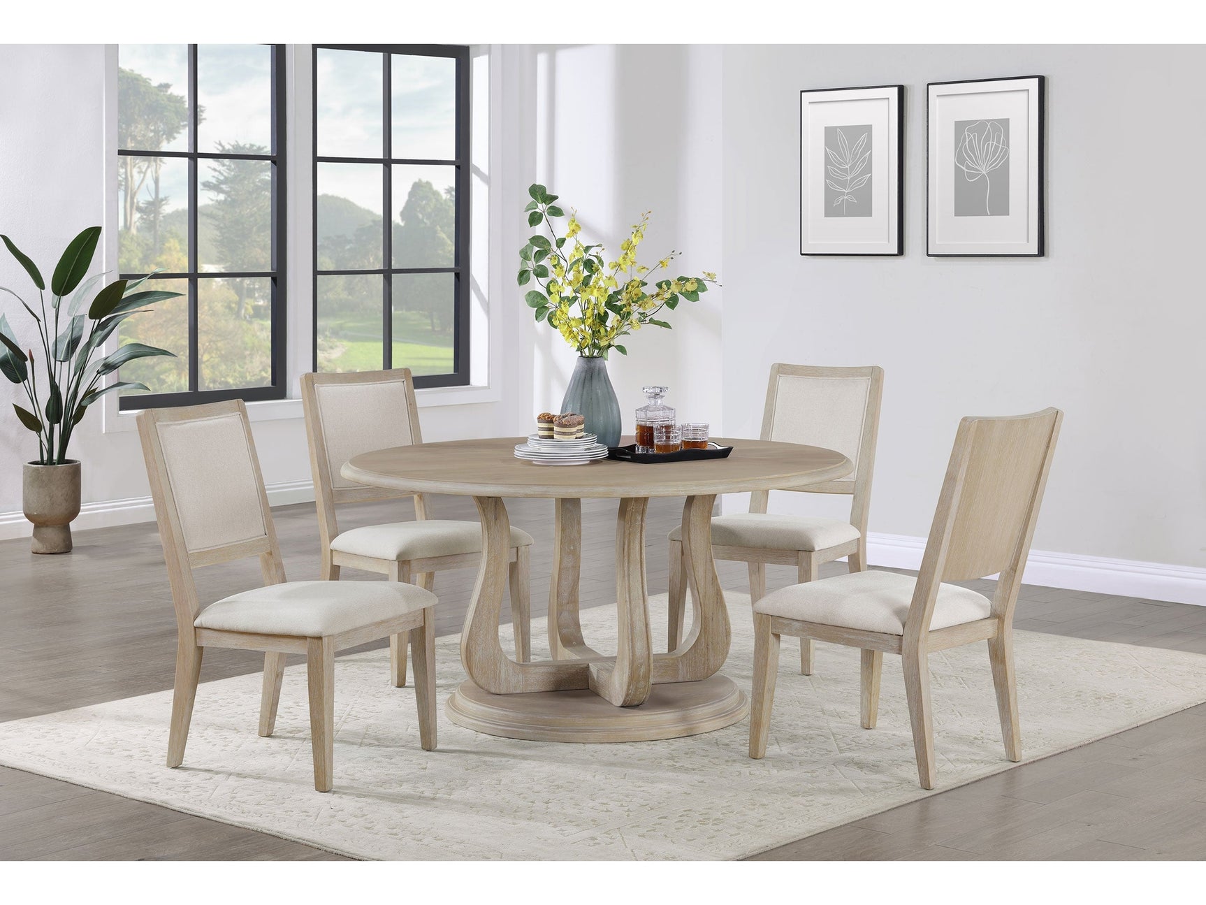Trofello White Washed 5-piece Dining Room Set - Ornate Home