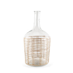 Troian Clear Large Rattan Wrapped Glass Bottle - Ornate Home