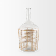 Troian Clear Large Rattan Wrapped Glass Bottle - Ornate Home