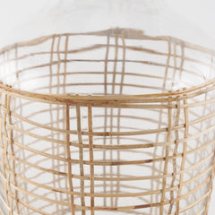 Troian Clear Medium Rattan Wrapped Glass Bottle - Ornate Home