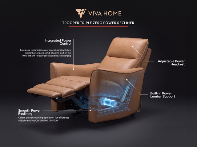 Trooper Triple Zero Power Recliner - Ornate Home