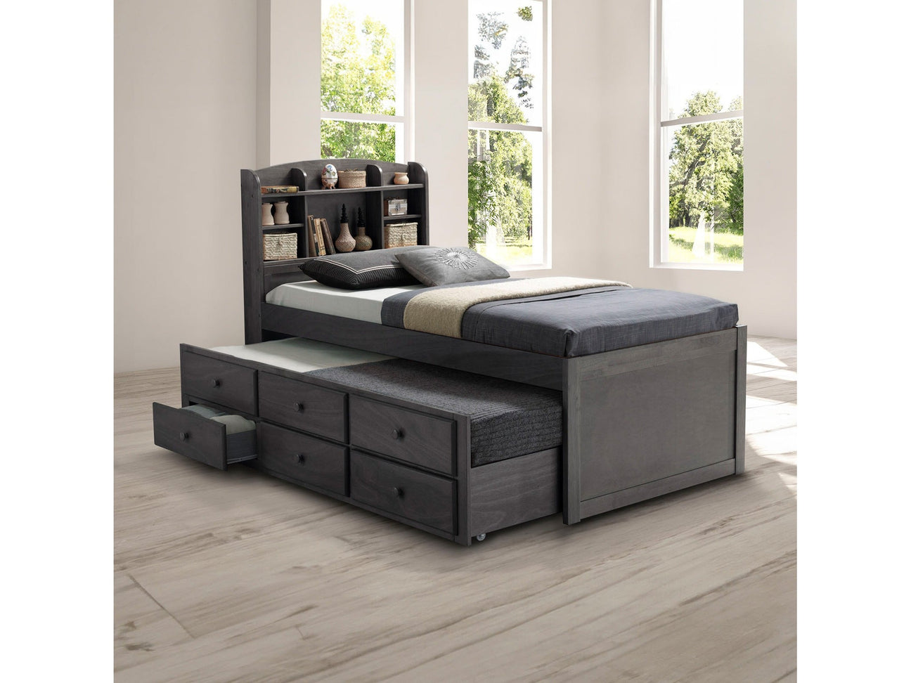 Troutdale Stain Gray Twin Bed - Ornate Home