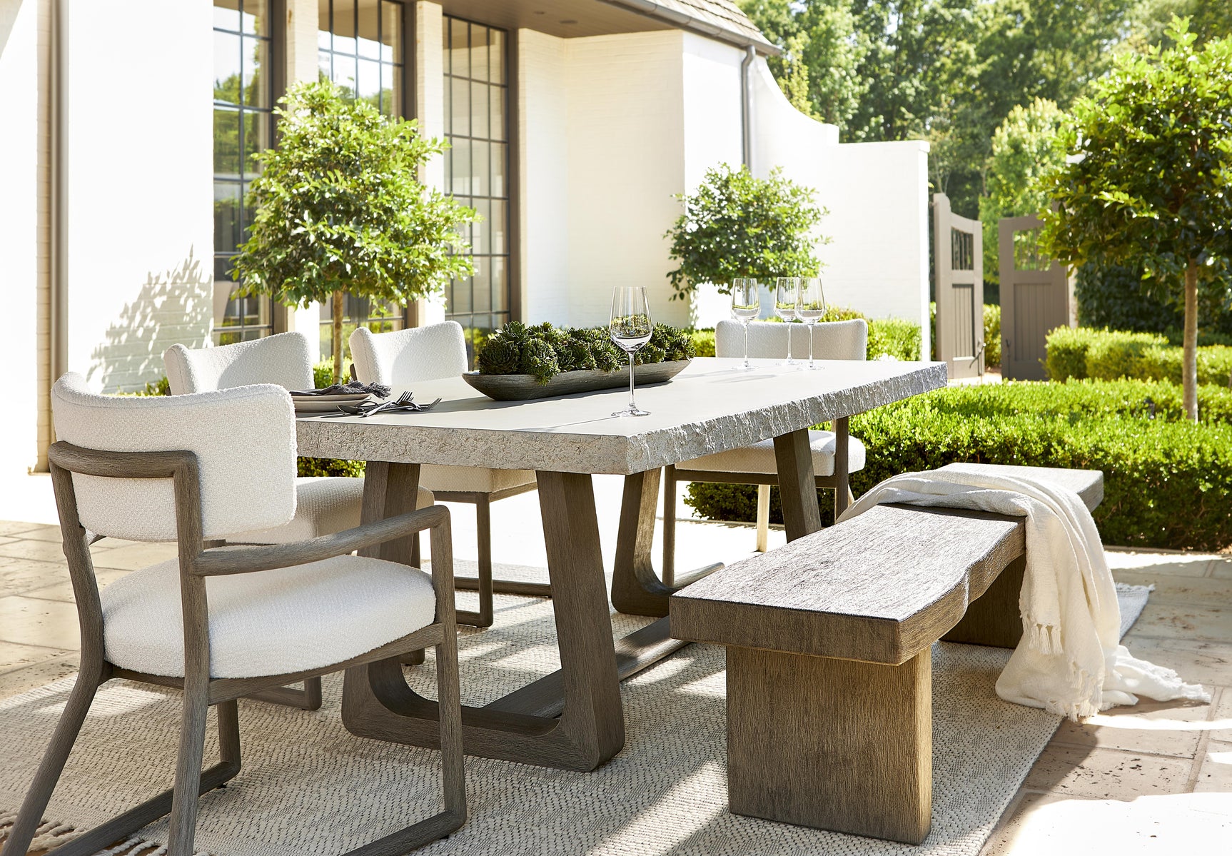 Trouville Rectangular Sand Grey/Weathered Teak Outdoor Dining Table - Ornate Home