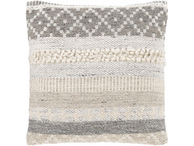 Truckee Neutral Textured Wool Throw Pillow - Ornate Home