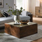 Truett Walnut Square Wood Rattan Coffee Table - Ornate Home