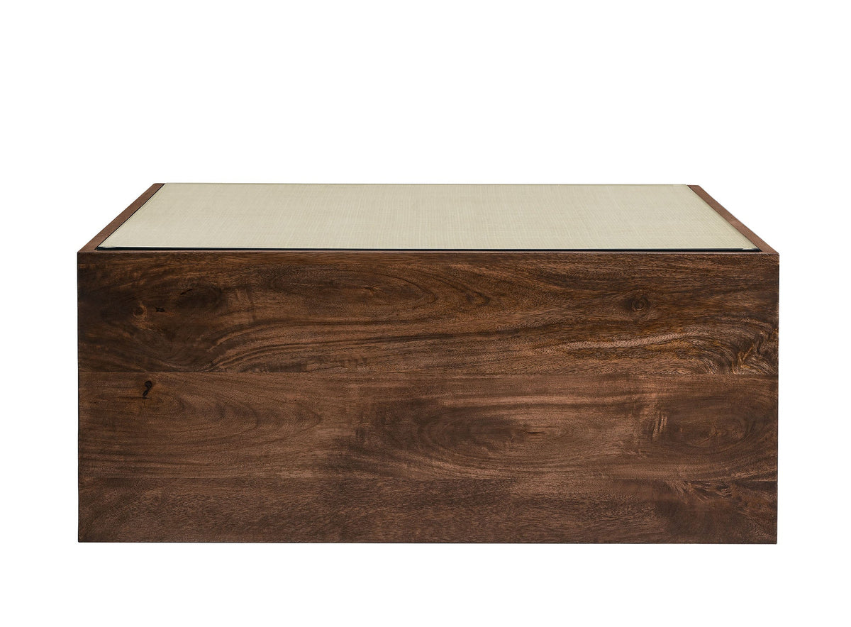 Truett Walnut Square Wood Rattan Coffee Table - Ornate Home