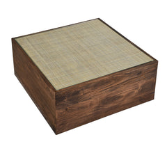 Truett Walnut Square Wood Rattan Coffee Table - Ornate Home