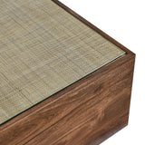 Truett Walnut Square Wood Rattan Coffee Table - Ornate Home