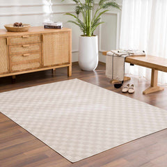 Truls 3D Checkered Washable Rug - Biscotti - Ornate Home