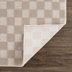 Truls 3D Checkered Washable Rug - Biscotti - Ornate Home