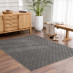 Truls 3D Checkered Washable Rug - Black - Ornate Home