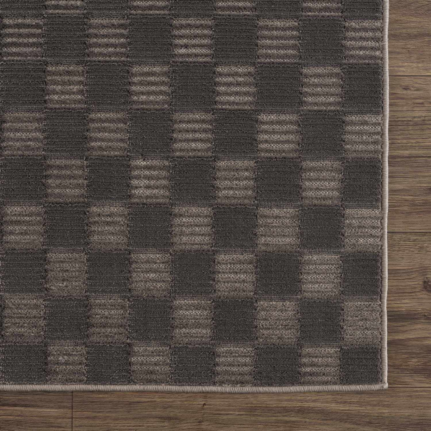 Truls 3D Checkered Washable Rug - Black - Ornate Home