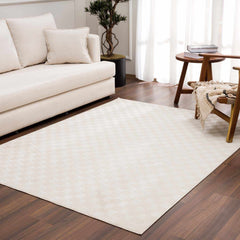 Truls 3D Checkered Washable Rug - Bone - Ornate Home