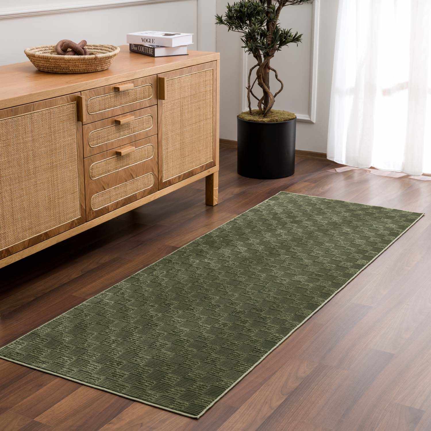 Truls 3D Checkered Washable Rug - Green - Ornate Home