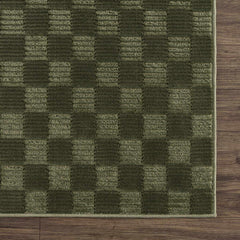Truls 3D Checkered Washable Rug - Green - Ornate Home