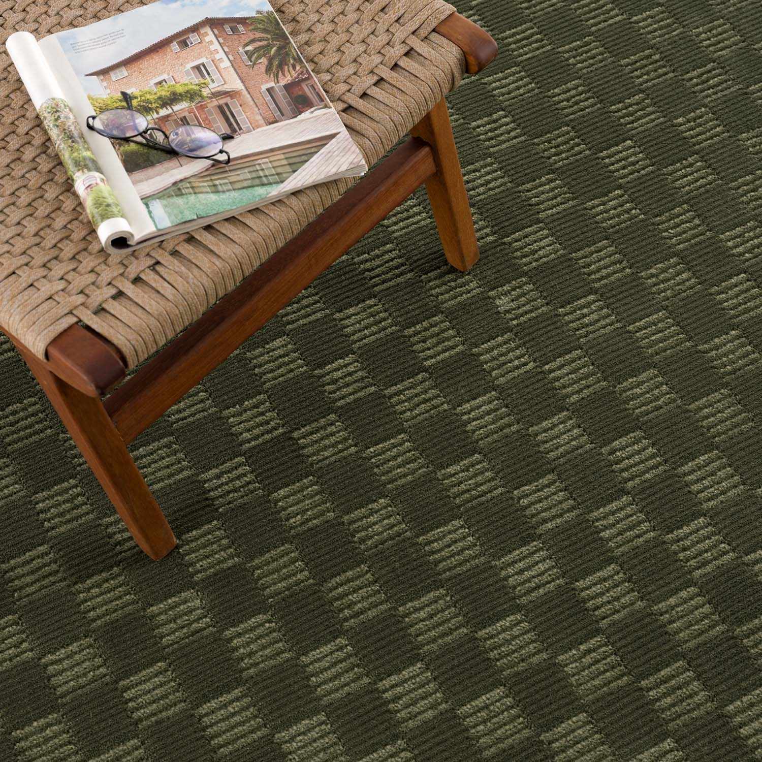 Truls 3D Checkered Washable Rug - Green - Ornate Home
