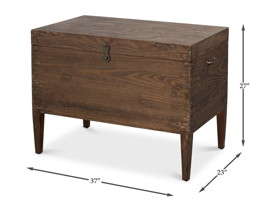 Trunk Antique Creamy Beige Side Table - Ornate Home