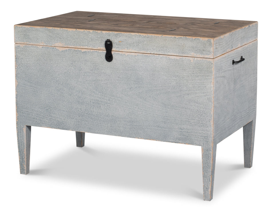 Trunk Grey Side Table with Secret Storage - Ornate Home