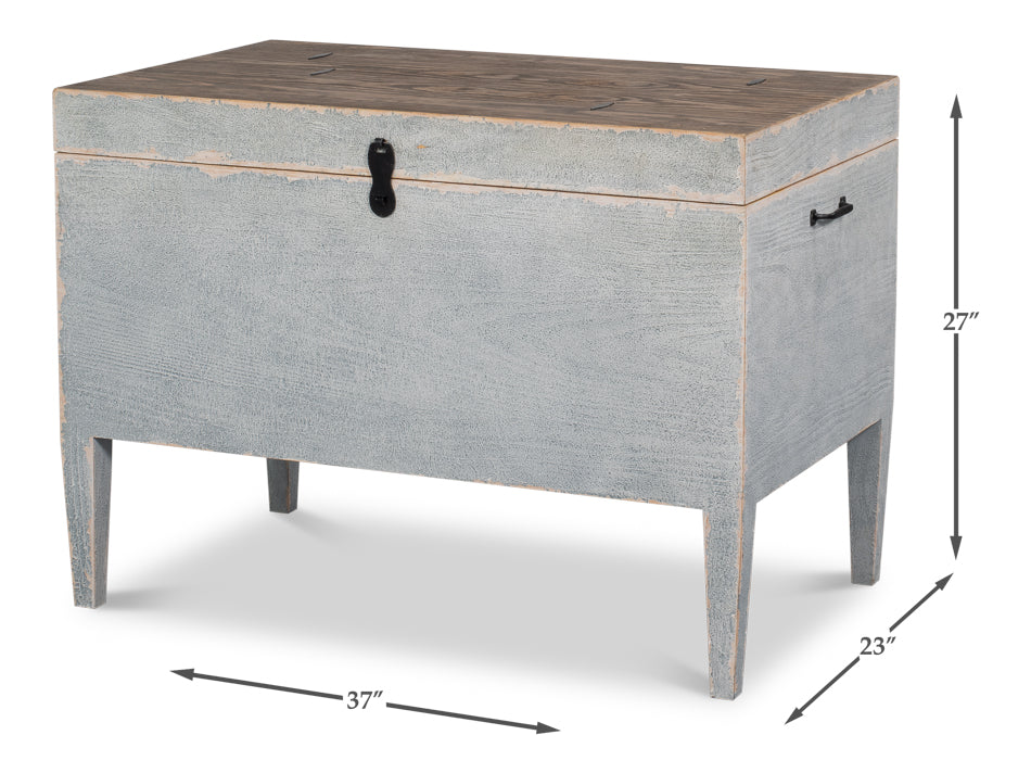 Trunk Grey Side Table with Secret Storage - Ornate Home
