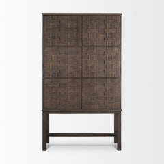 Truss Dark Brown Wood 6 Door Tall Cabinet - Ornate Home
