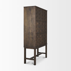 Truss Dark Brown Wood 6 Door Tall Cabinet - Ornate Home