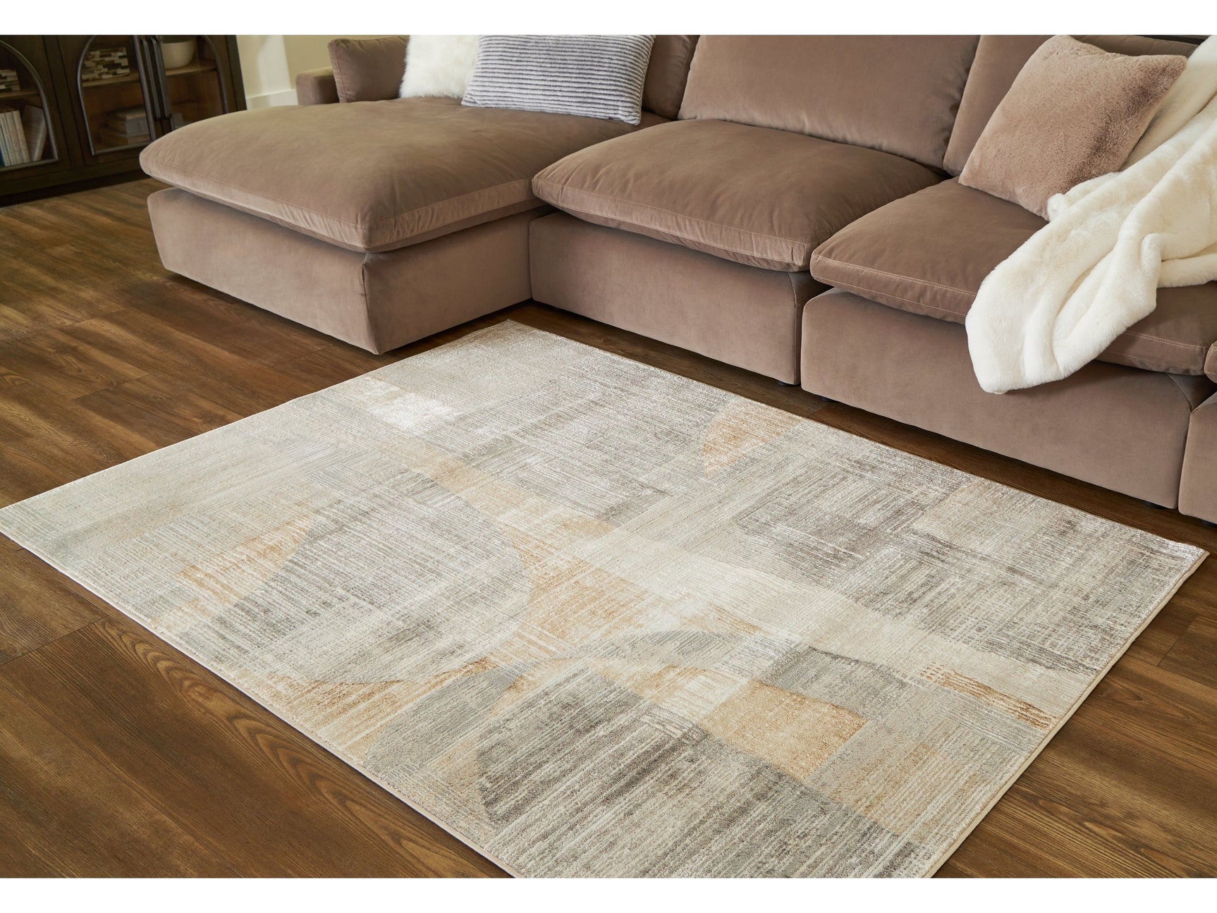 Truward Linen/Gray/Caramel Medium Rug (Online Special Price) - Ornate Home