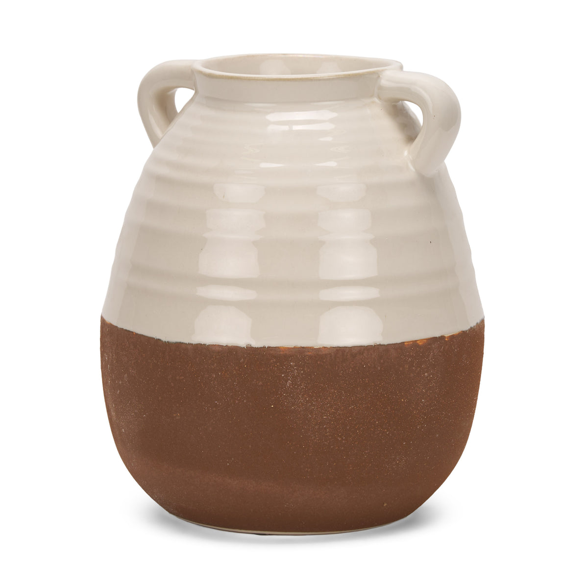 Tryna Beige/Matte Brown Large Ceramic Vase - Ornate Home
