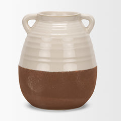 Tryna Beige/Matte Brown Large Ceramic Vase