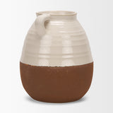 Tryna Beige/Matte Brown Large Ceramic Vase - Ornate Home