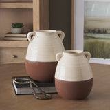 Tryna Beige/Matte Brown Large Ceramic Vase - Ornate Home